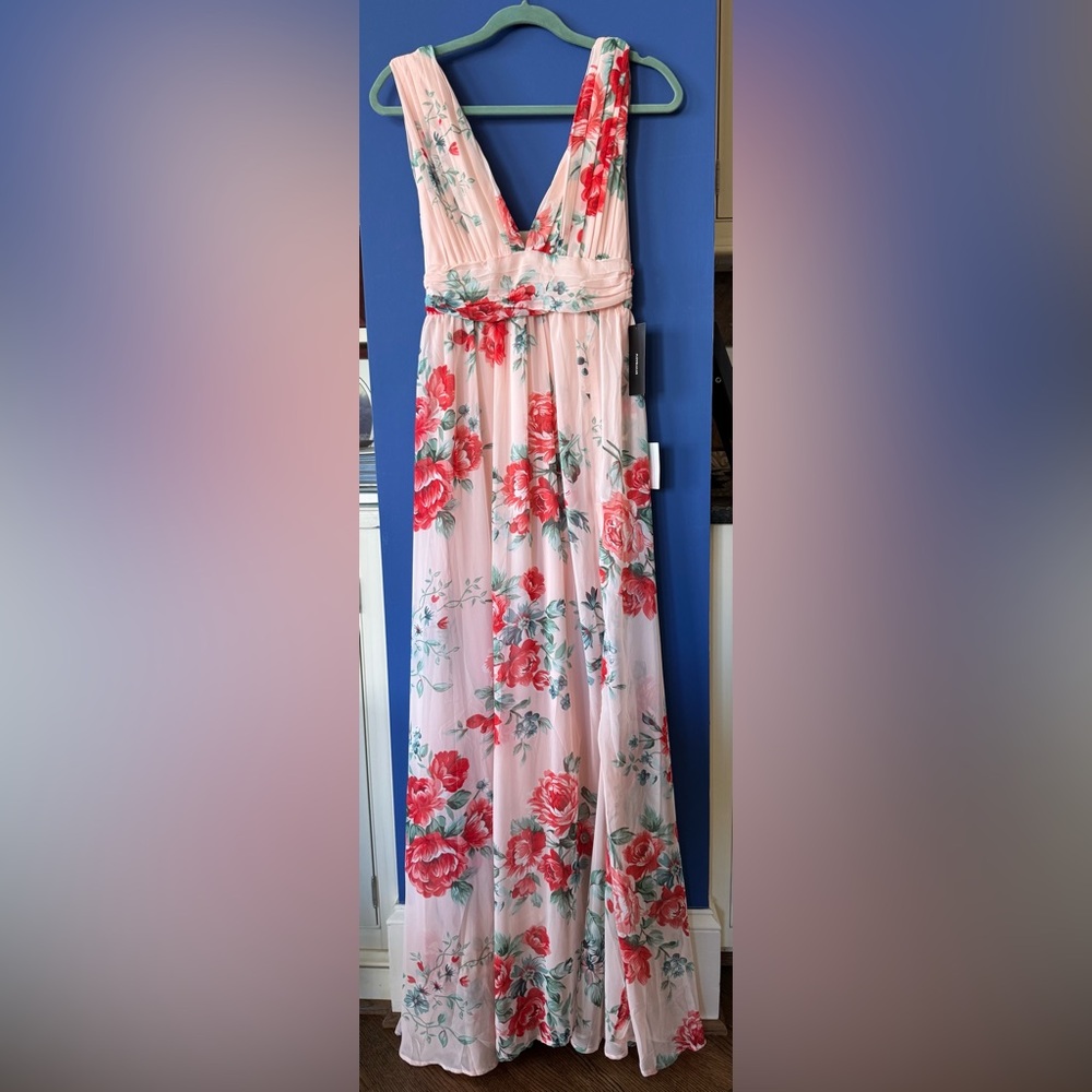 Lulus NWT Garden Meandering Blush Floral Print Maxi Dress - Picture 3 of 4